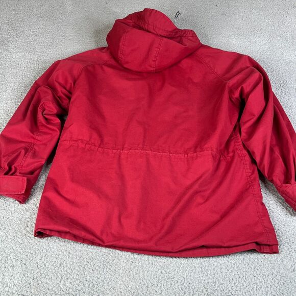 Eddie Bauer Jacket Mens Medium Red Wool Plaid Hood Lined Chore Barn Parka Coat - Picture 6 of 11